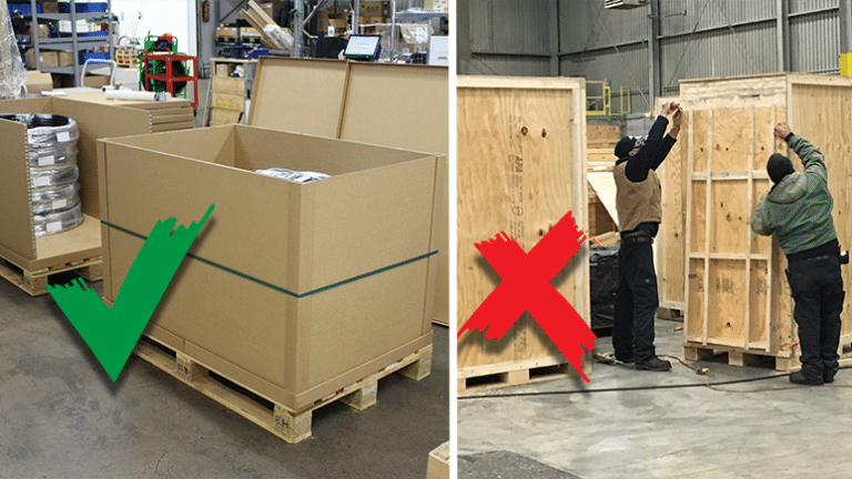 Handling process ease with lightweight transport packaging material